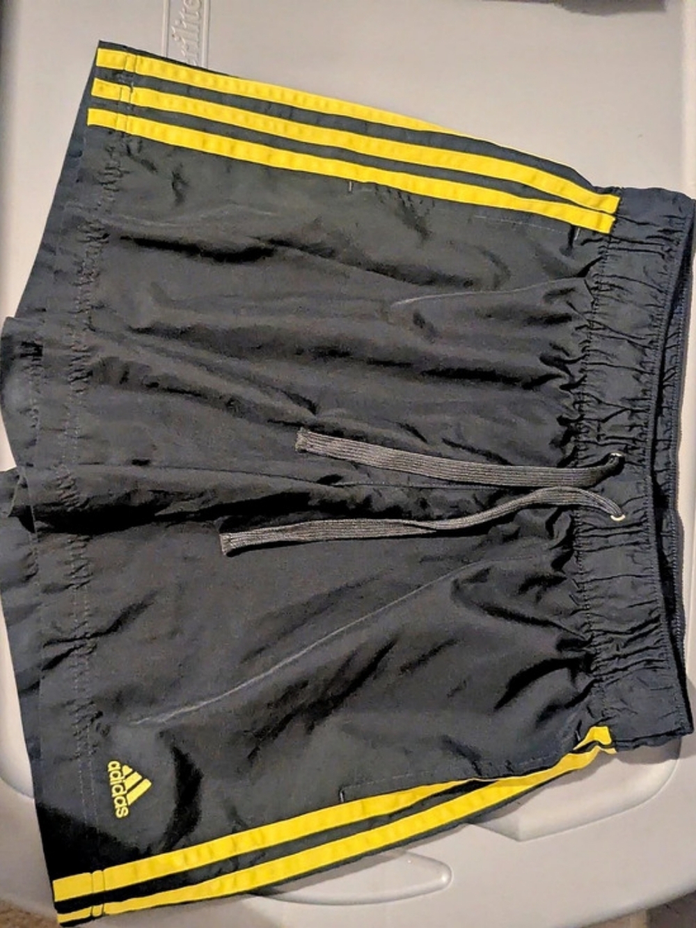 Adidas Athletic Shorts in Black & Yellow Size S